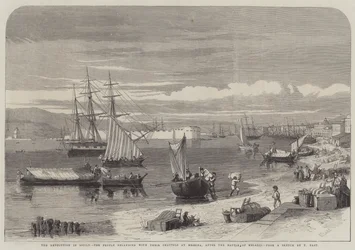 De revolutie in Sicilië, de mensen landen opnieuw met hun bezittingen in Messina, na de slag bij Melazzo